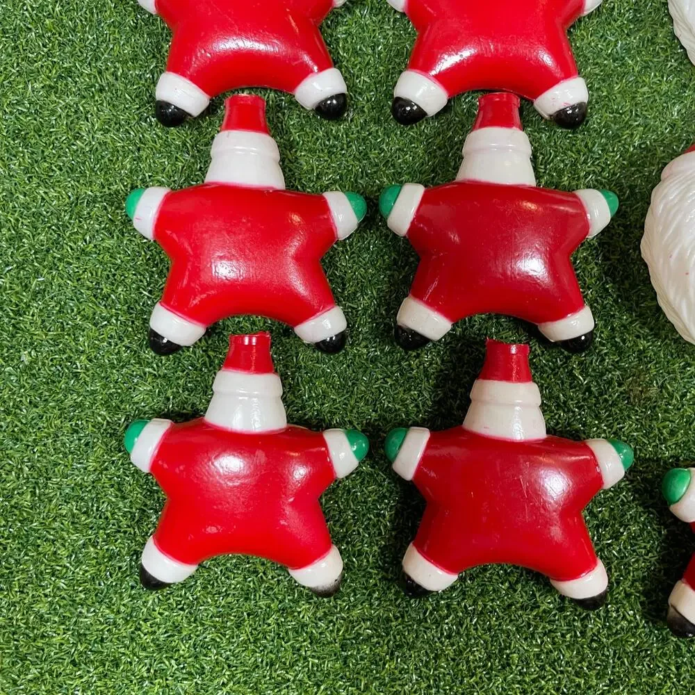 Vintage Santa Moon Star Christmas Light Covers 12pc Blow Mold Celestial MCM